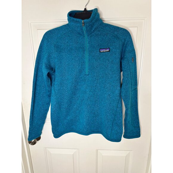 Patagonia Womens Small Quarter-Zip Blue Fleece Pullover With Arm Pocket - Picture 5 of 10